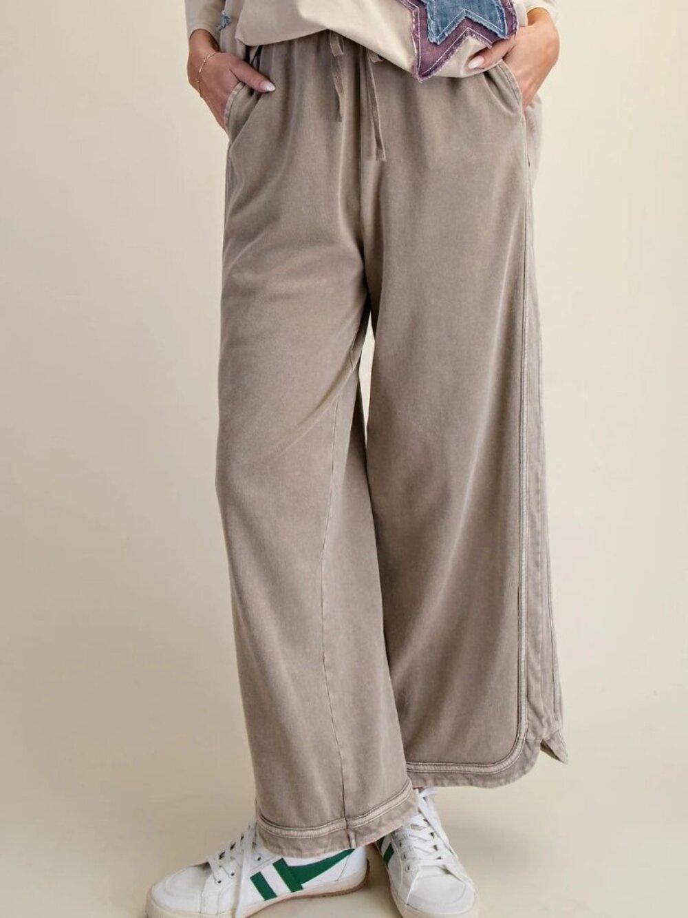 Three Bird Nest Mineral Wash Terry Knit Wide Leg Pants• XL - Picture 7 of 11